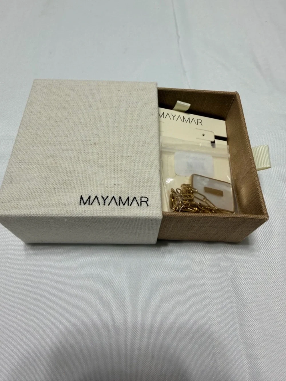 Gold & Mother-of-Pearl Rectangular Pendant Necklace - Initial I Accent - Picture 4 of 4